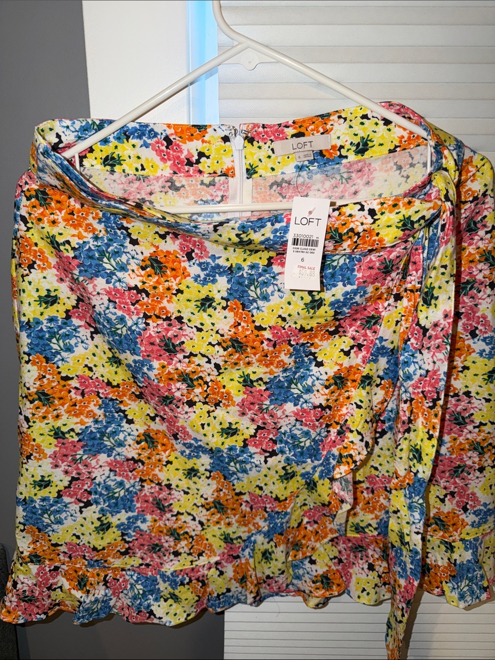 LOFT Multicolor Floral Tie-Waist Skirt